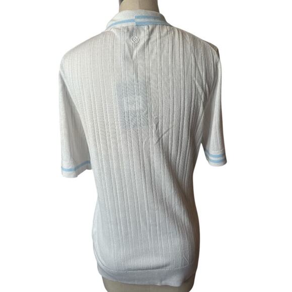 G/Fore White Blur Ribbed Golf Polo Short Sleeve Shirt Top Women's Size L NWT - Picture 3 of 6